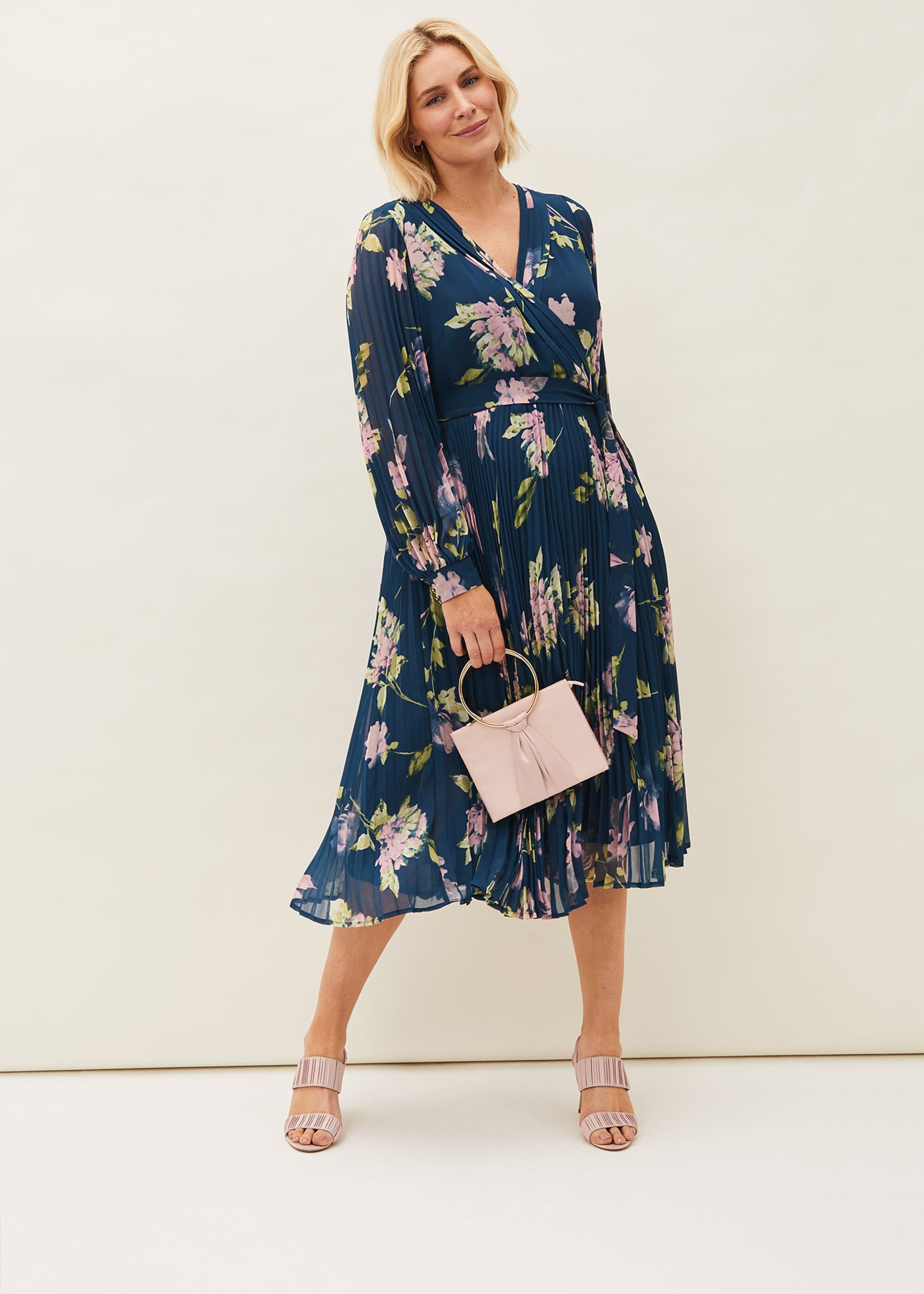 Elsa Floral Pleated Dress | Phase Eight